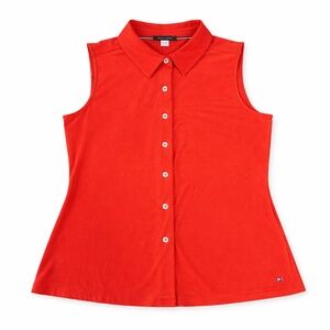 Tommy Hilfiger Red Sleeveless Button Front Blouse | Size Medium